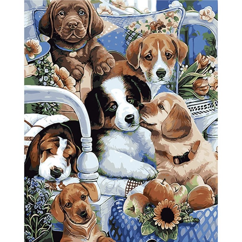 Cute Puppies paint by numbers kit
