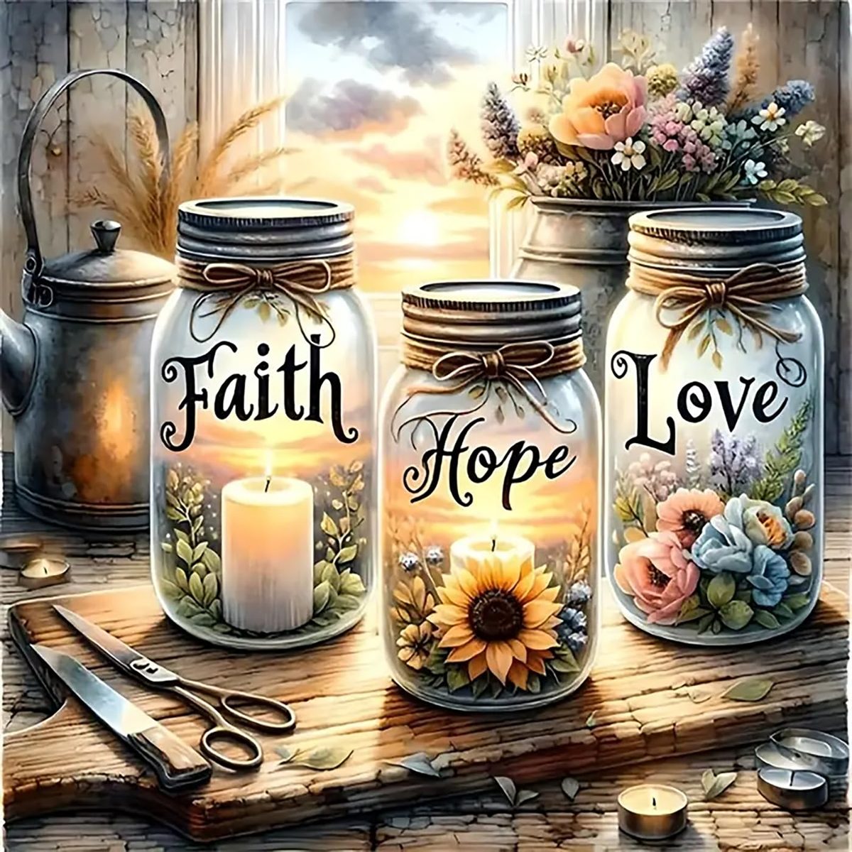 Faith Hope Love paint by numbers kit