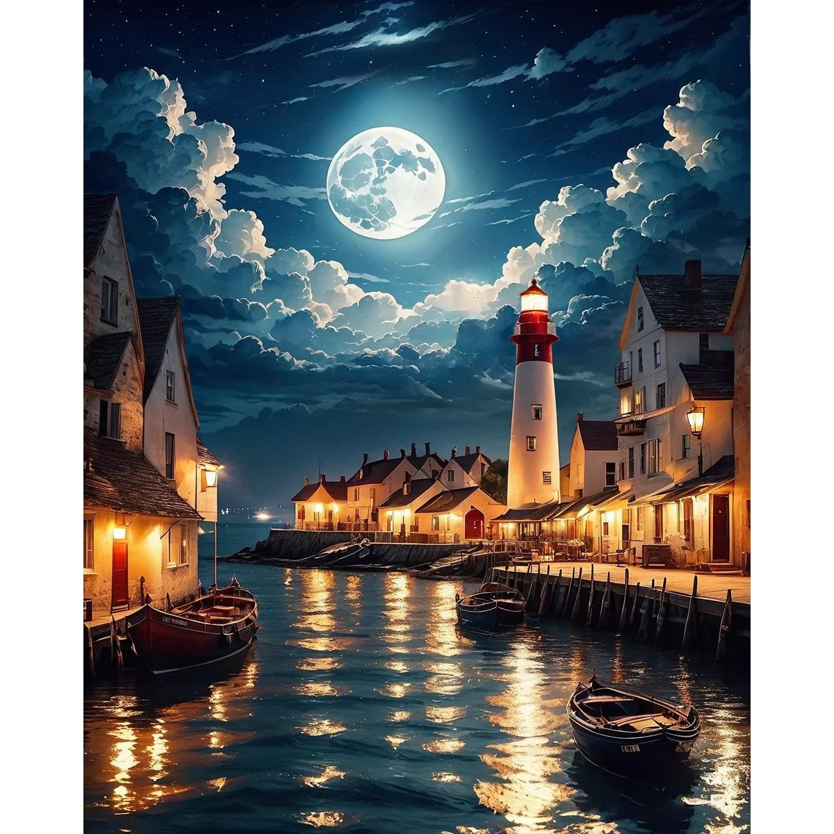 Harbor Moonlight paint by numbers kit