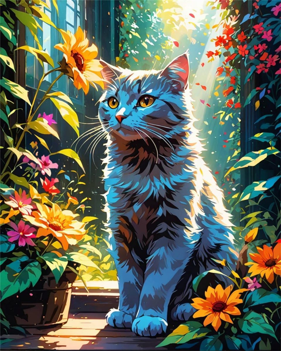 Sunlit Whiskers paint by numbers kit